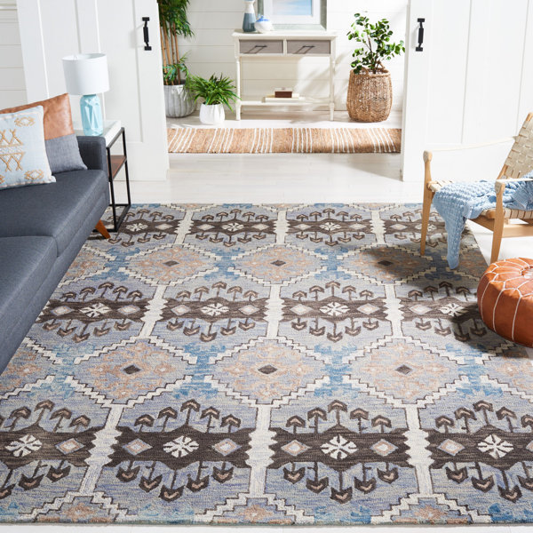 World Menagerie Posada Handmade Wool Light Blue/Cream Rug & Reviews Wayfair
